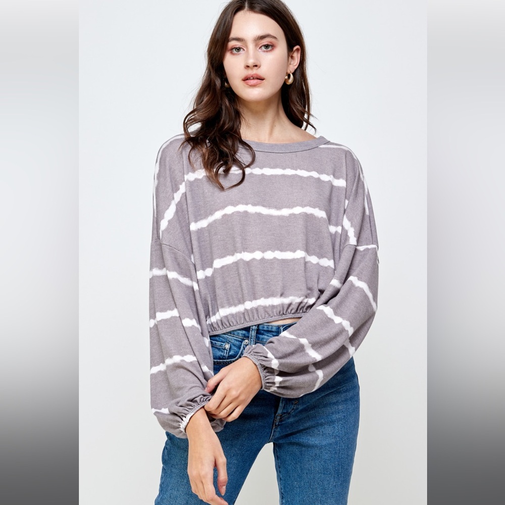 Striped Crop Long Sleeve Top